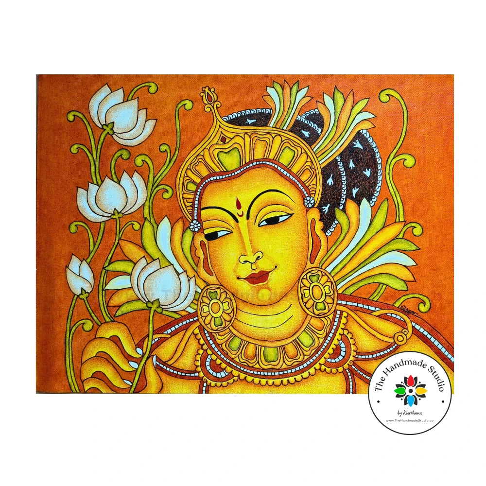 Devi with Flower Mural - 15 inch x 11 inch