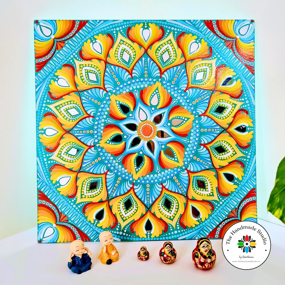 Fire and Ice - 18 inch Square Mandala